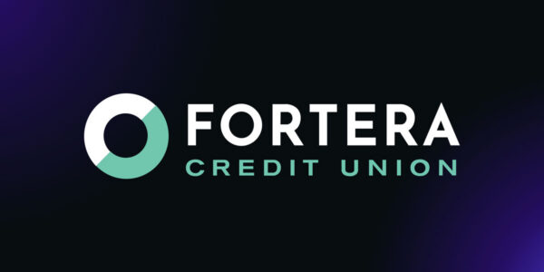 A sleek Fortera Credit Union logo emphasizing quick home equity loan processing with FirstClose.